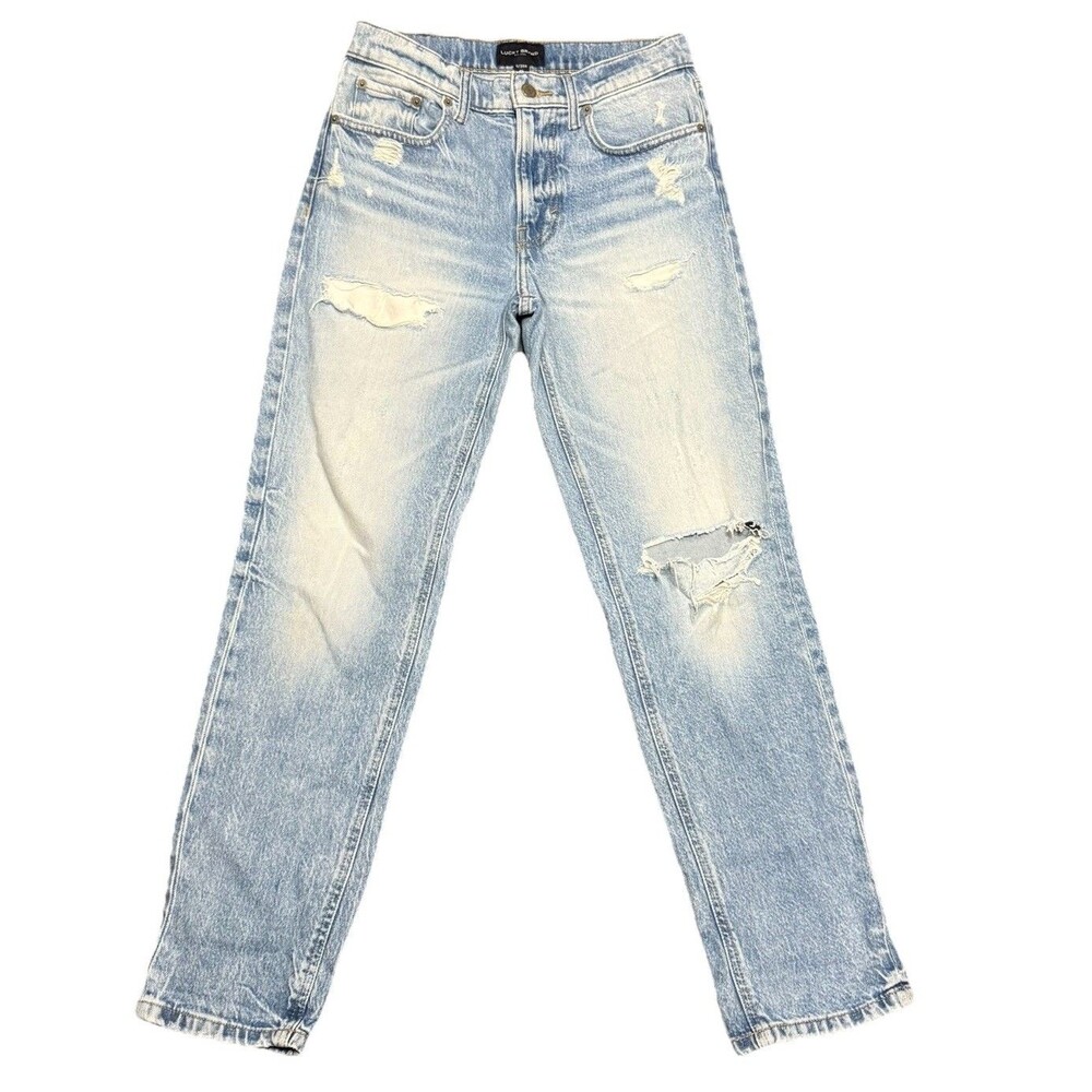 Lucky Brand Jeans Womens 0/25R Boy Mid Rise Relaxed Straight Distressed